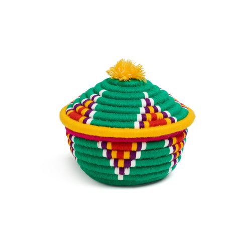 Green and Yellow Valede Round Basket