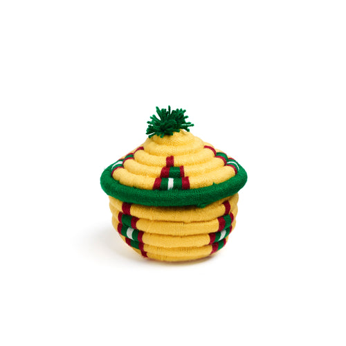 Yellow and Green Dokht Round Basket