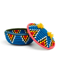 blue and coral banoo oval large basket