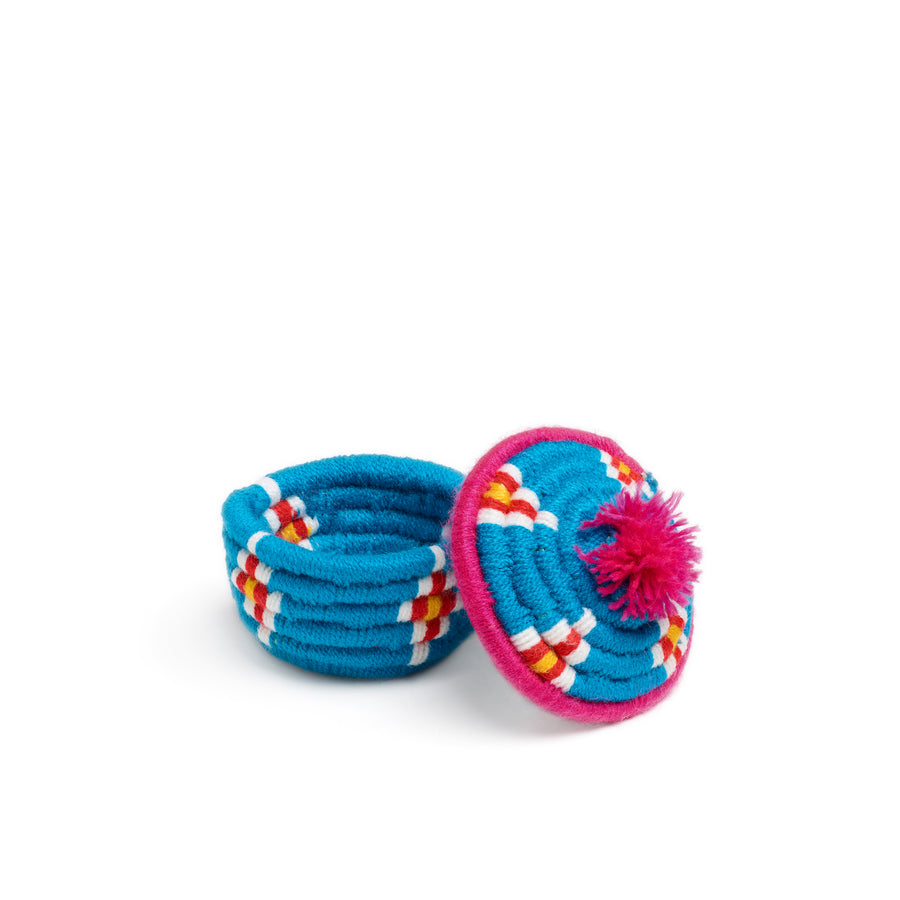blue and pink nini round basket