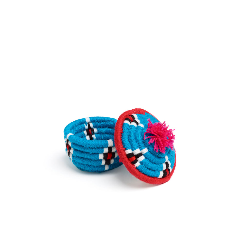 blue and red nini round basket