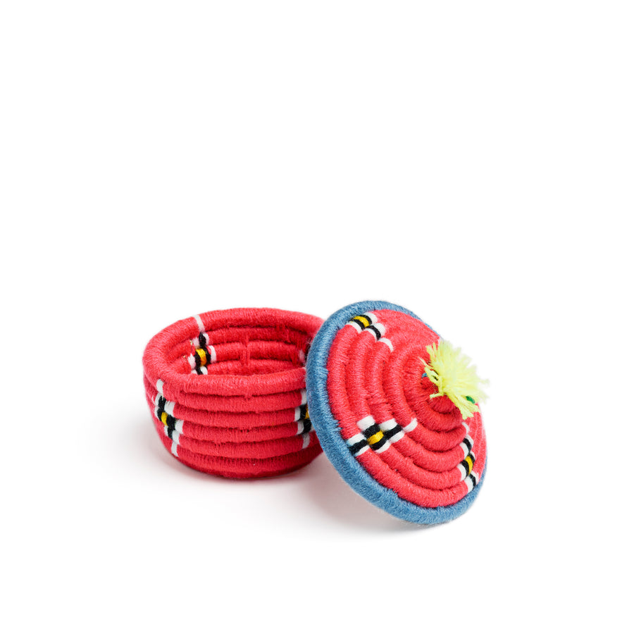 coral and blue nini round basket