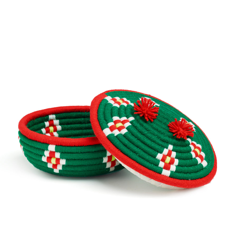 green and red banoo oval large basket