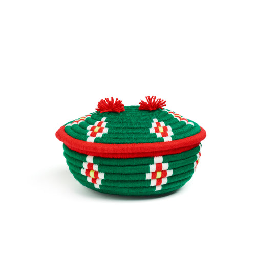Green and Red Banoo Oval Large Basket