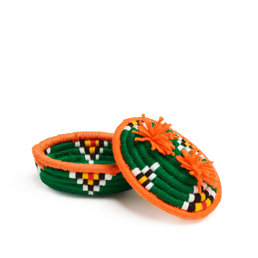 green and orange dokhi oval basket