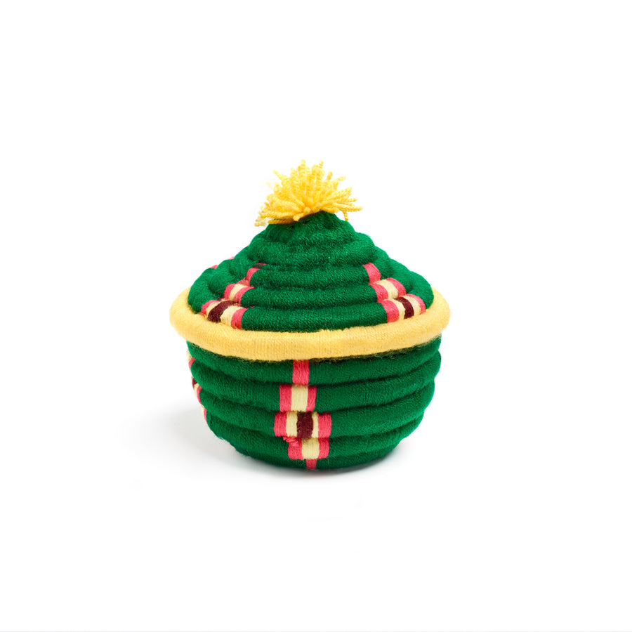 green and yellow dokht round basket