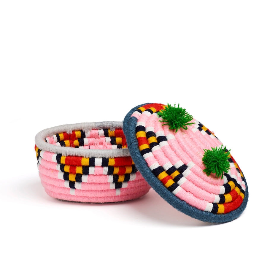 pink and navy banoo oval large basket