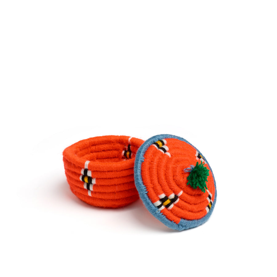 orange and blue nini round basket