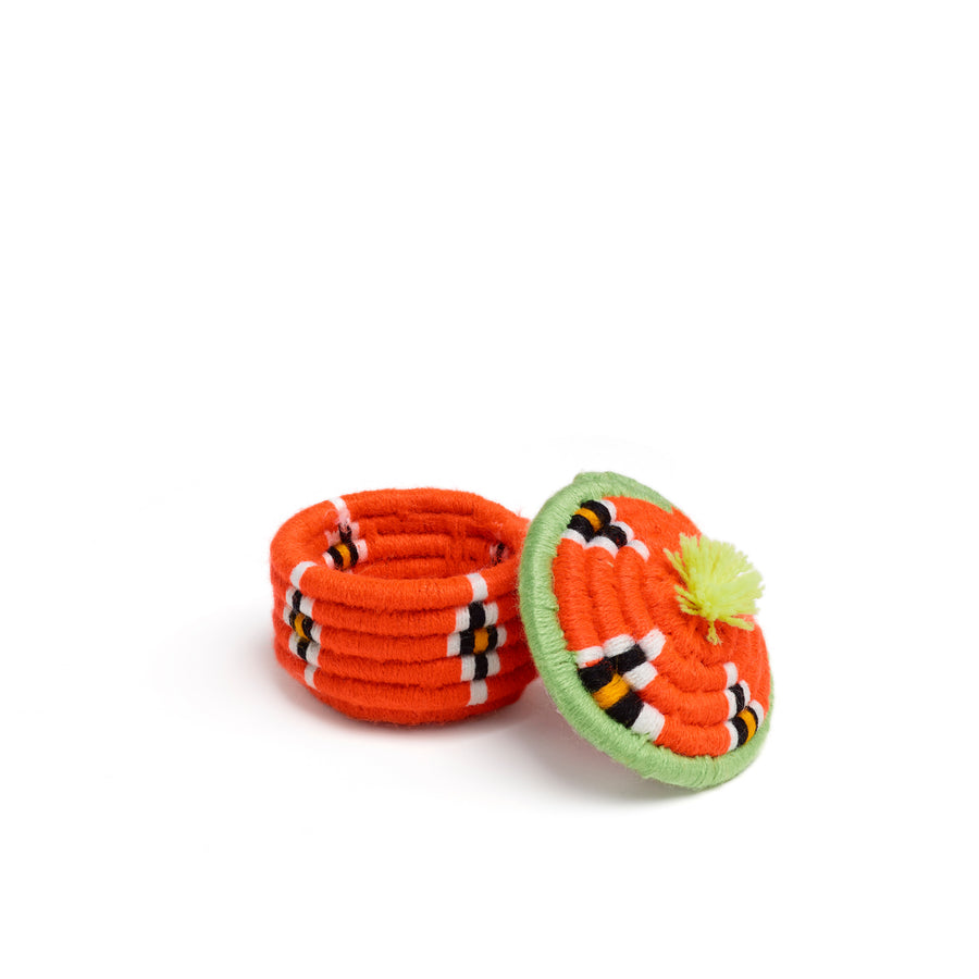 orange and green nini round basket