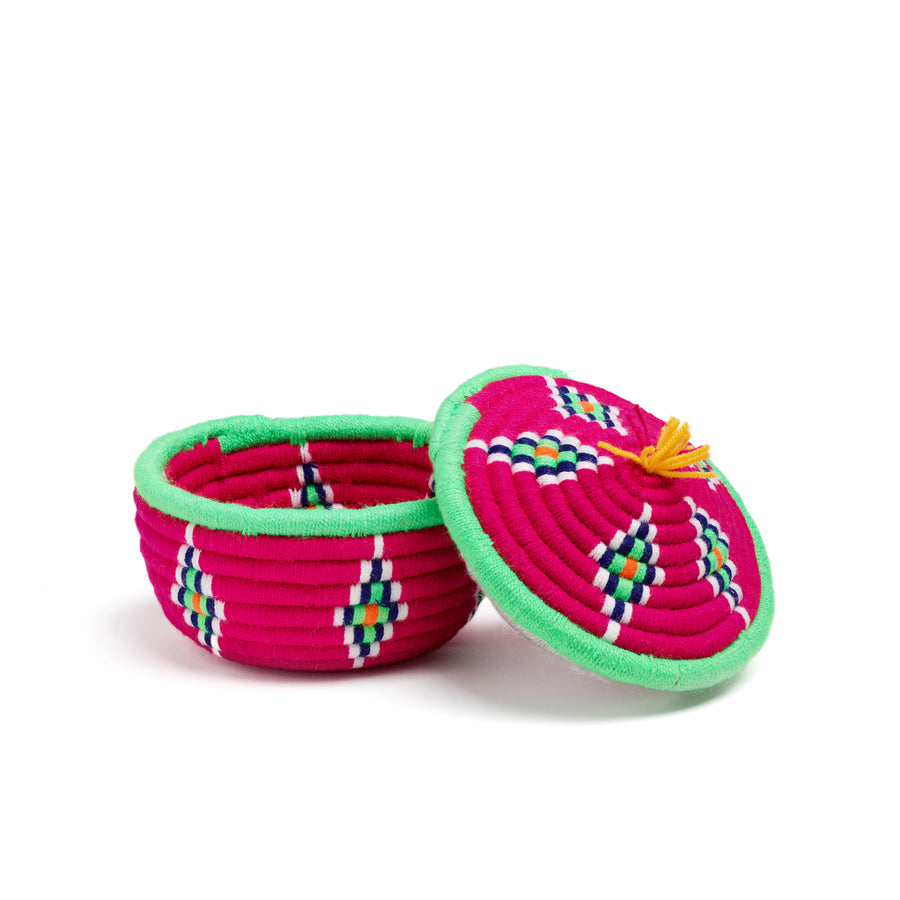 pink and lime khatoon round basket
