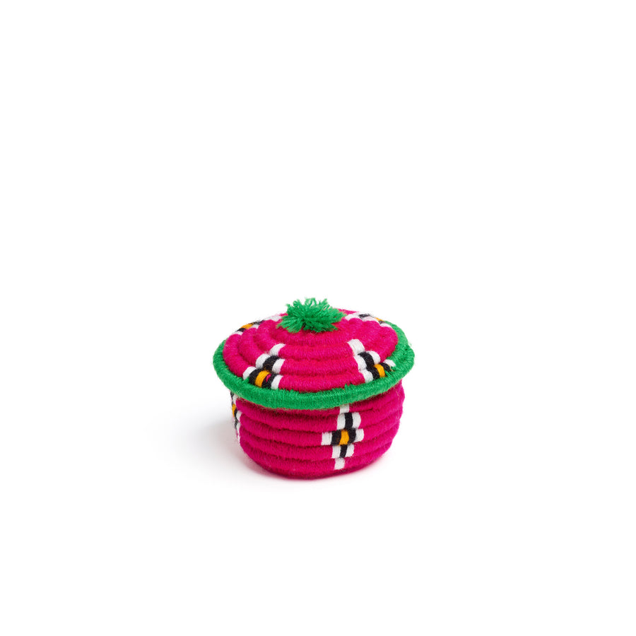 pink and green nini round basket
