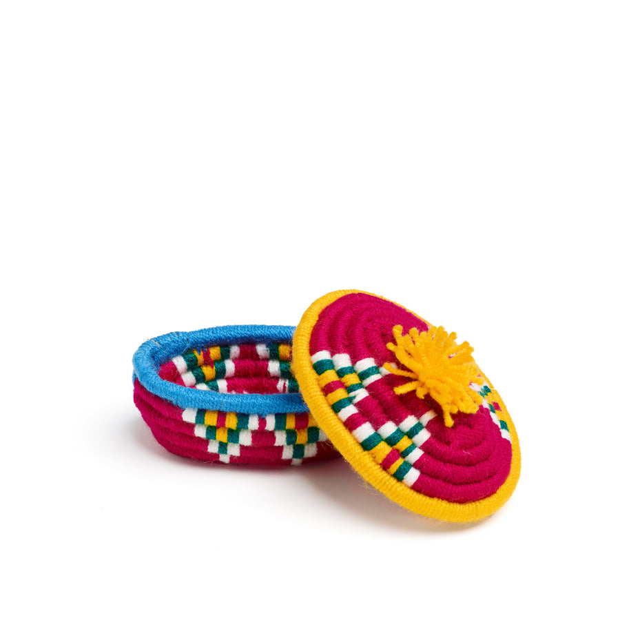pink and yellow dokhi oval basket
