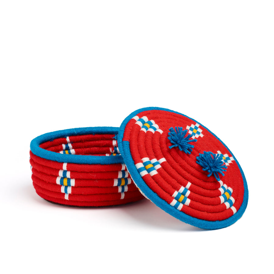 red and blue banoo oval large basket