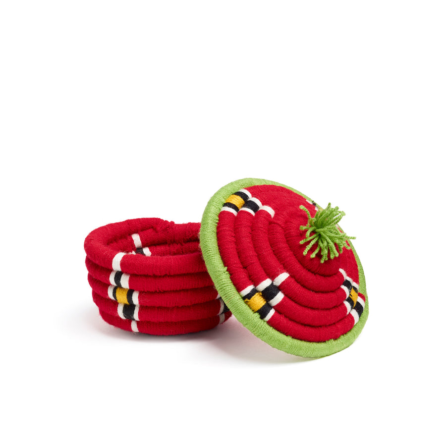 red and green dokht round basket