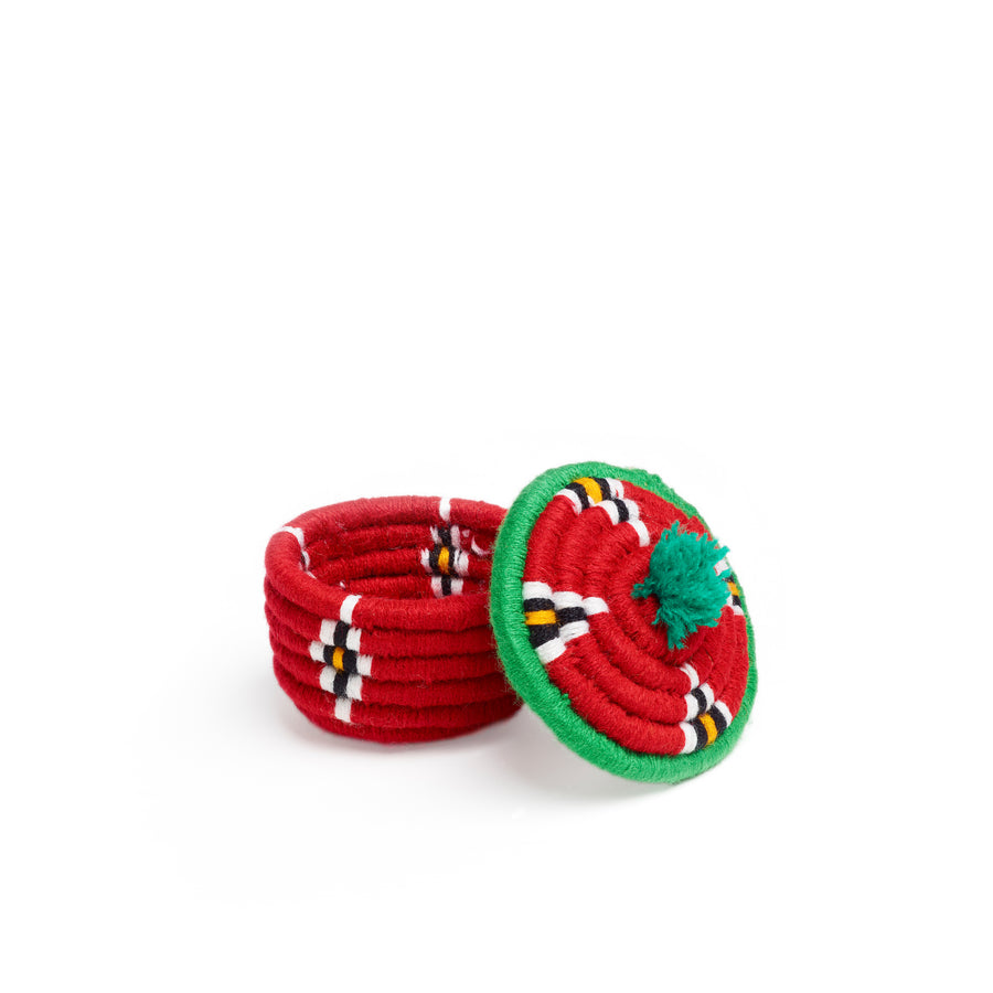 red and green nini round basket